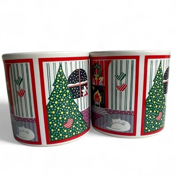 Vintage Epoch T’was the Night Before Christmas Holiday Christmas Mugs Set of 2 - Picture 3 of 11